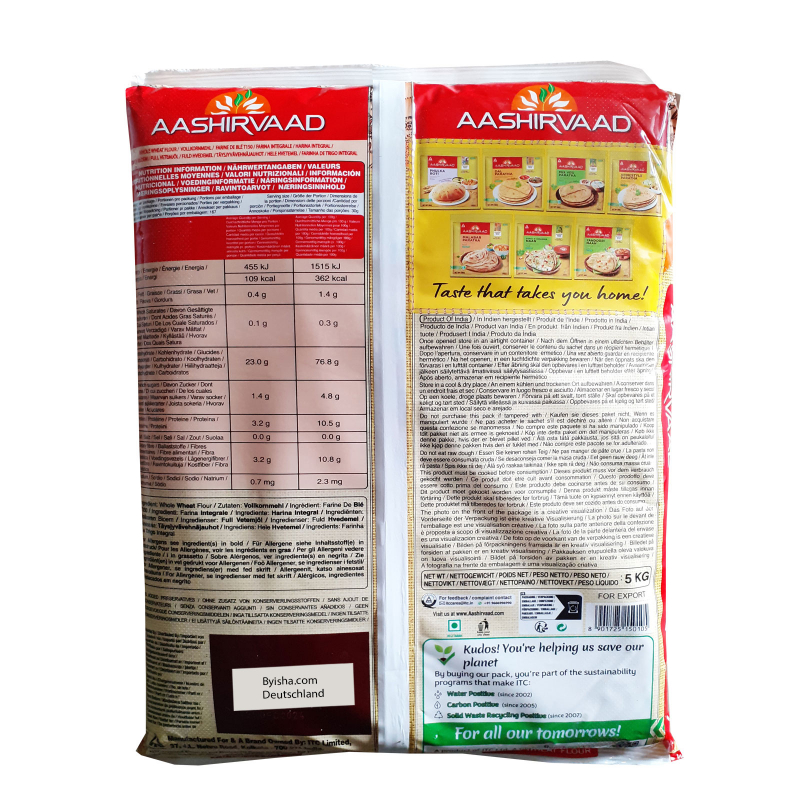 Aashirvaad Chakki Atta 5Kg Farine de blé entier Roti moelleux Chapati