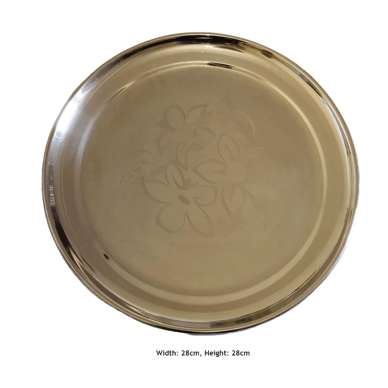 Assiette en Acier Ronde Diamètre 28cm Design Durable et Élégant pour un Usage Quotidien