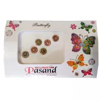 Atemberaubende Runde Bindis mit Steinen und Farbigen Mittelstücken Pasand Fancy Bindi