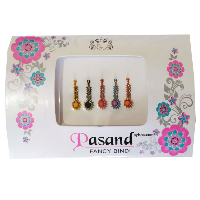 Bindi Fantaisie Pasand, en forme de cône , Beau Design , Couleurs variées avec accents de pierres