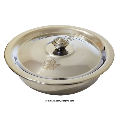 Bol en Acier avec Couvercle Diamètre , 20,5cm, Hauteur , 8cm , Solution de Rangement Durable et Prat