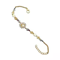 Bracelet avec Soleil au Centre Design Élégant de Soleil avec Accents de Fleurs de Chaque Côté Pa