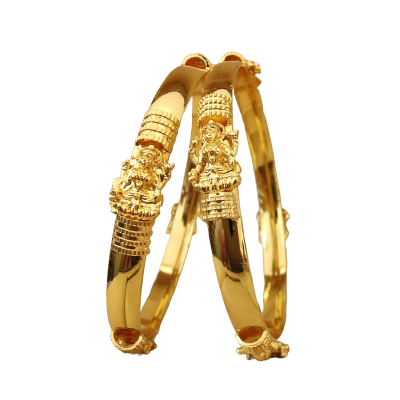 Bracelets plaqués or exquis avec sculpture complexe de déesse -  Lot de 2 , Taille 2.8 , Beauté inte