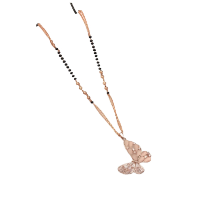 Chaîne avec Perles Noires , Magnifique Pendentif Papillon , Incrusté de Pierres Étincelantes , Parfa