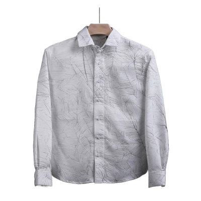 Chemise en Tissu Coton Crush de Qualité Premium Taille 46 , Design Texturé , Couleur Blanche , Confo