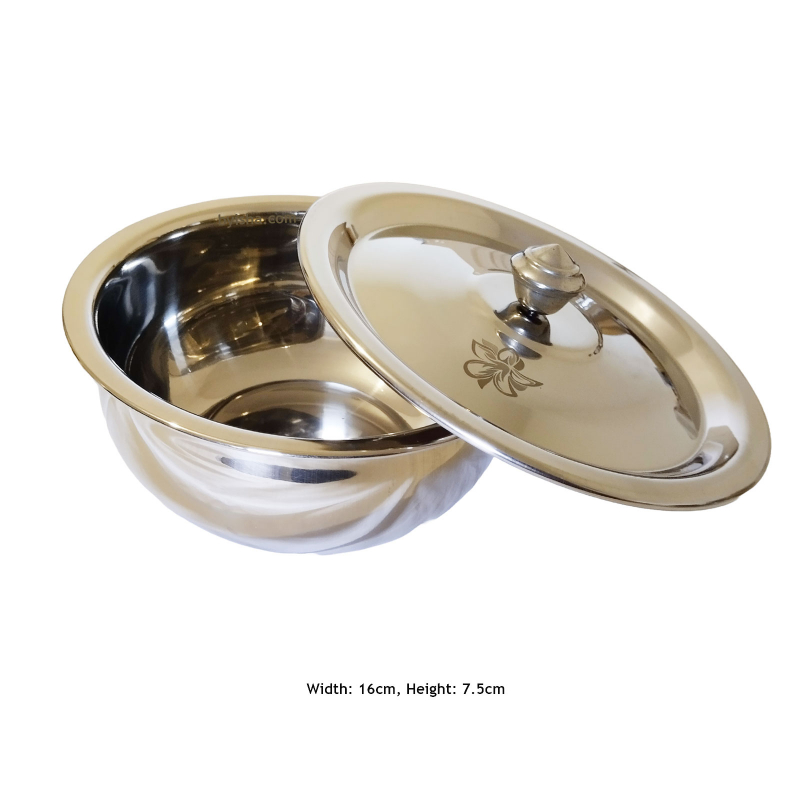 Edelstahlschüssel mit Deckel Durchmesser 16cm Höhe 7cm Robuste und Vielseitige Aufbewahrungslösun