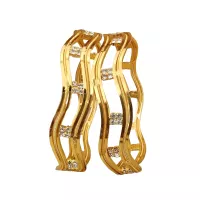 Elegante vergoldete Armreifen mit funkelnden Steinen für einen zeitlosen Look - Set von 2 Größe 2