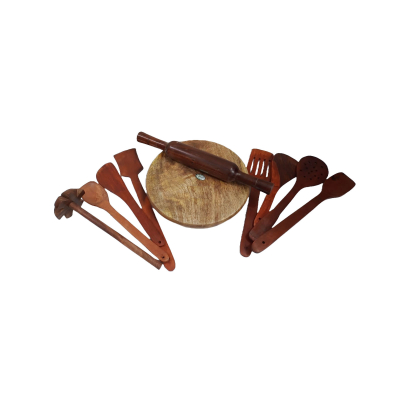 Ensemble Complet d,Outils de Cuisine en Bois , Comprend un Fabricant de Roti et 8 Spatules en Bois P