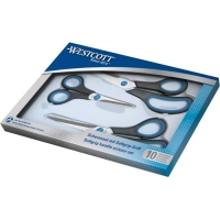 Ensemble de 3 ciseaux de bureau Westcott - Tailles polyvalentes 13 cm 21 cm 25 cm - Lames en acier i
