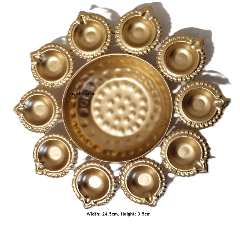 Ensemble de Diyas pour Diwali avec Urli Bol Central pour Fleurs Flottantes Lampes à Huile Décorati