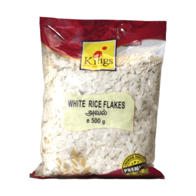 Flocons de riz blanc moyen de Kings 500g , Poha , Petit-déjeuner indien , En-cas