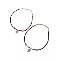 Fußkettchen mit Blattanhänger Elegantes Design mit zwei Sternakzenten Von der Natur inspirierte Sc