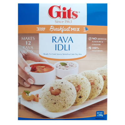 Gits Rava Idli 200g , Mélange pour petit-déjeuner , Mélange savoureux de gâteau de semoule