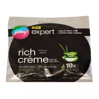 Godrej Expert Rich Crème Noir Naturel Coloration Cheveux 20g Couverture Lisse Formule Sans Ammoniaq