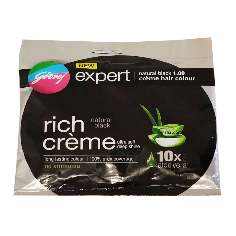 Godrej Expert Rich Crème Noir Naturel Coloration Cheveux 20g Couverture Lisse Formule Sans Ammoniaq