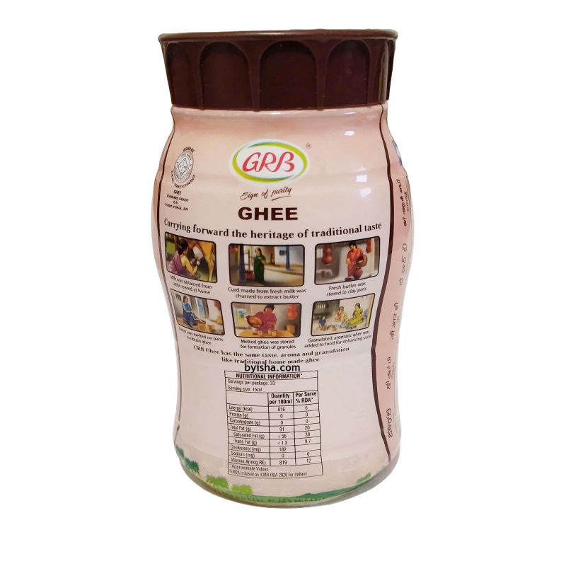 GRB Ghee 500ml Pur et Authentique Saveur et Arôme Riches Idéal pour la Cuisine et les Desserts Ghe