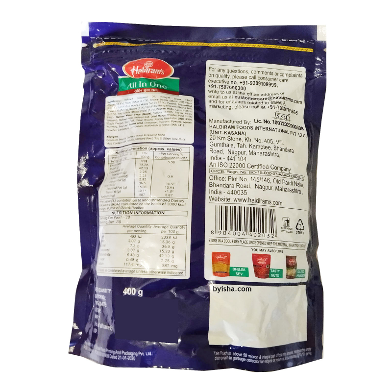 Haldirams All In One Namkeen 400g Snack Mélangé Épicé et Croustillant Mélange Indien Authentiqu