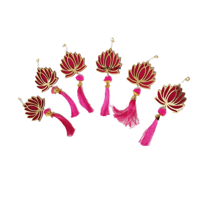 Handgefertigte Wanddekoration Lotus mit Anhänger , Set aus 6 , Rosa Farbe , Elegante Wohnkultur