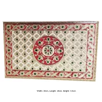 Holz-Meenakari-Rajvadi-Pooja-Chowki mit schönem Design Traditionelle Wohnkultur Handgefertigte Kuns