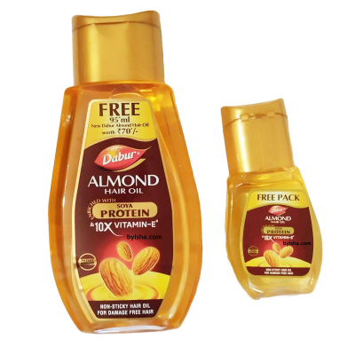 Huile Capillaire Dabur Amande , 485ml + Gratuit 95ml , Enrichie en Protéine de Soja et 10X Vitamine 