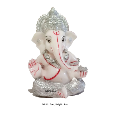 Idole de Ganesh en poly résine pour tableau de bord et puja , Hauteur , 9 cm, Largeur , 5 cm , Fini 