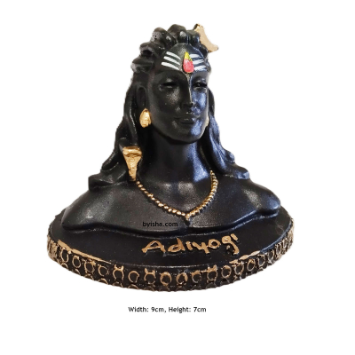 Idole en résine poly Adiyogi , Hauteur , 7cm, Largeur , 9cm , Idéal pour Puja, Tableau de bord de vo