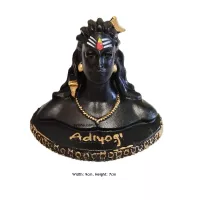 Idole en résine poly Adiyogi Hauteur 7cm Largeur 9cm Idéal pour Puja Tableau de bord de voiture Fi