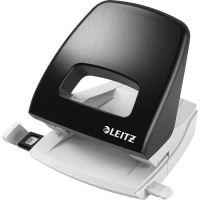 Leitz NeXXt 5005-00-95 Bürolocher - Stanzt mühelos bis zu 25 Blätter - Elegantes schwarzes Design