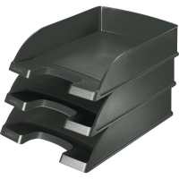 Leitz Plus Bac à Courrier A4 Noir Empilable en Plastique - Organisez Vos Documents avec Style - Org