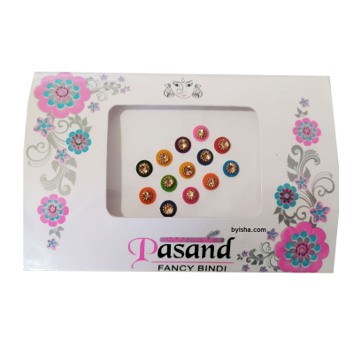 Pasand Fancy Bindi, Bindi Rond en Plusieurs Couleurs avec Pierres , Design Élégant