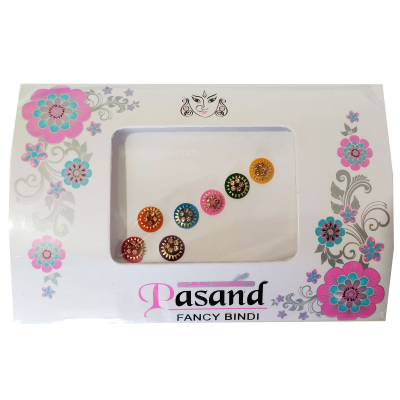 Pasand Fancy Bindi, Bindis Ronds Élégants avec Accents Dorés et Pierres