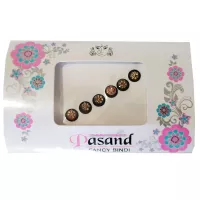 Pasand Fancy Bindi Rond avec Pierre Dorée au Centre