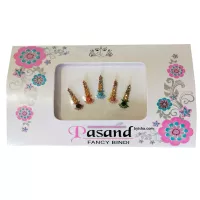 Pasand Fancy Bindis Kegelförmig mit Goldakzenten Verschiedene Farben und Steinelemente Stilvoll und