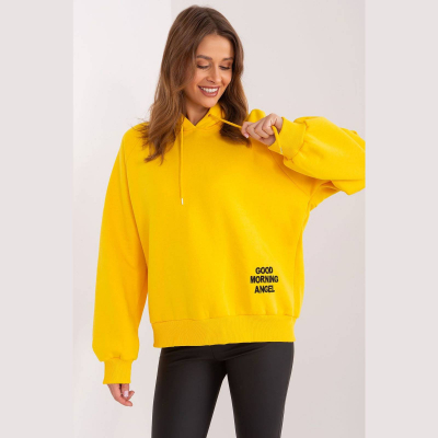 Pull Ex Moda Jaune Taille M , Brodé avec le texte Good Morning Angel, Coupe ample avec manches longu