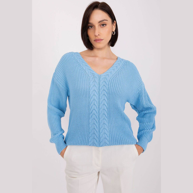 Pullover Badu in Himmelblau Größe Universal mit klassischem V-Ausschnitt-Design perfekt für sowoh