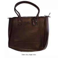 Sac à Main Élégant en Marron Foncé Grand Espace de Rangement avec Trois Fermetures Éclair Parfa