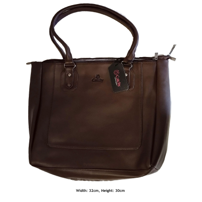 Sac à Main Élégant en Marron Foncé , Grand Espace de Rangement avec Trois Fermetures Éclair , Parfai