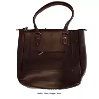Sac à Main Élégant en Marron Foncé Grand Espace de Rangement avec Trois Fermetures Éclair Parfa