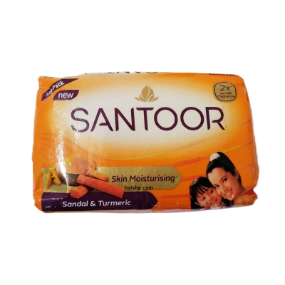 Savon Santoor Santal 125g pour Hydratation de la Peau , Enrichi en Bois de Santal et Curcuma , Netto