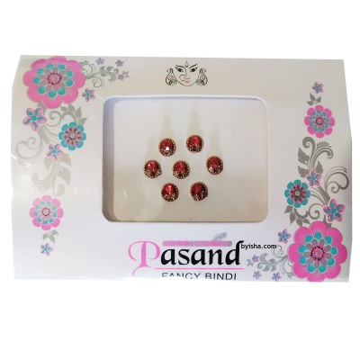 Schöne Rote Runde Bindis mit Goldakzenten , Pasand Fancy Bindi