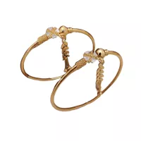 Set aus 2 Armreifen Einheitsgröße bis 2.8 Vielseitiger Armbandstil Hängendes Design mit Blättern