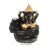 Smoke Ganesha Dekorative Ganesha-Statue aus Harz mit 30 kostenlosen Räucherkegeln Höhe 12 cm Breit