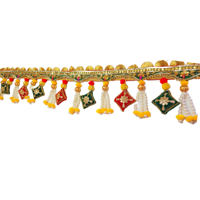 Toran indien traditionnel pour décoration intérieure , Suspension de porte festive brodée avec des g