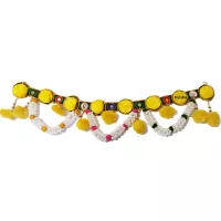 Toran élégant avec fleurs blanches et souci jaune Nœuds colorés en jaune rose vert Décoration i